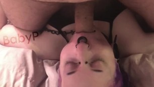 Goth sub Mounted and Facefucked while Bound