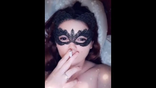 Teen Ginger Redhead Smoking Naked on Snapchat with Snapchat Filter on