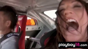 Naked Badass Asian Babe And Her Gfs Jump Into Race Cars For A Wild Ride Amazing Blowjob