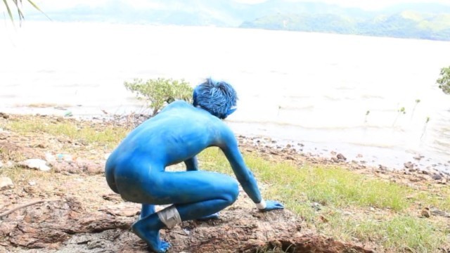 Body Paint : I am a Blue Pokemon in the Wild. come Catch Me~^^