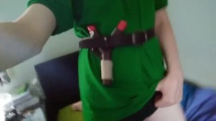 Young Link Cosplay Twink Plays with his Cock