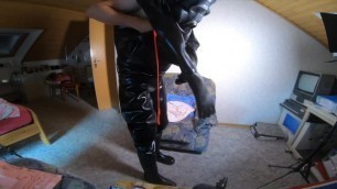 Get in Heavy Rubber Cyborg second Time and the Zipper Breaks out